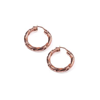 Aros Carmin Checo de Plata 925 Con Baño Rosé