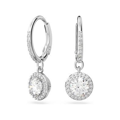 Pendientes Swarovski Constella Talla redonda Pavé Blanco con Baño de rodio