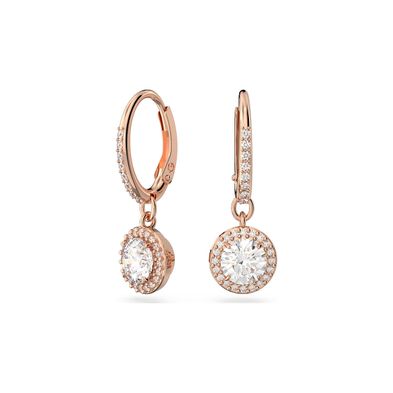 Pendientes Swarovski Constella Talla redonda Pavé Blanco con Baño tono oro rosa