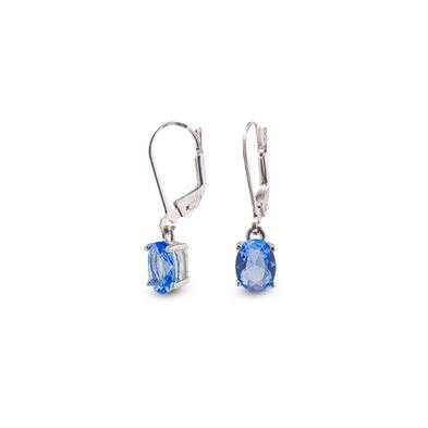 Aros Carmín Orbita de Plata 925 Con Piedra Azul
