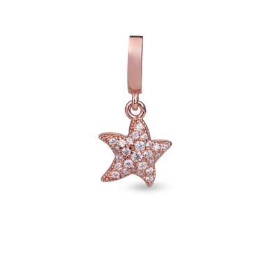 Dije Carmín Colgante Estrella de Plata 925 Pave con baño Rose