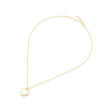 Colgante Cadena Corazón de Plata 925 con Baño Dorado y Piedra Blanca