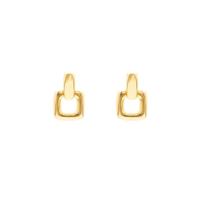 Aros Carmín Colgantes Mini Agnes en Plata 925 con Baño Dorado