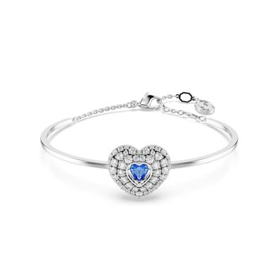 Brazalete Swarovski Hyperbola Corazón Azul Baño en rodio