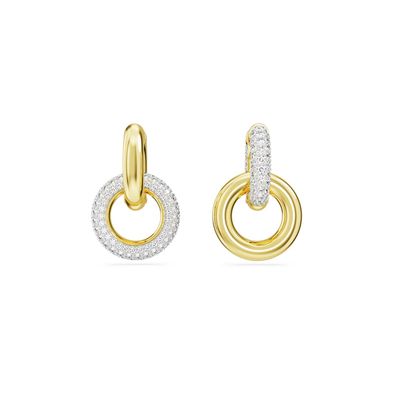 Pendientes Swarovski de aro Dextera Blancos con baño tono oro