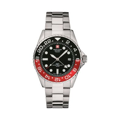 Reloj Swiss Alpine Military Master Diver GMT para hombre de acero 7052.1136SAM