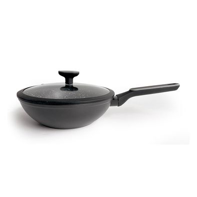 Wok Carol antiadherente diámetro 26cm con tapa de vidrio Gris