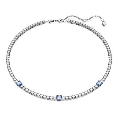 Collar Swarovski Matrix Tennis Tallas mixtas Azul con Baño de rodio