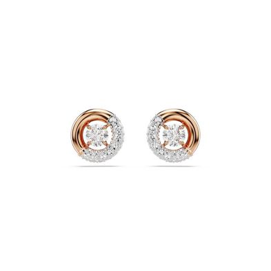 Pendientes de botón Swarovski Dextera Talla redonda Blancos con Recubrimiento Baño Tono oro rosa