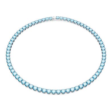 Collar Swarovski Matrix Tennis Redondo, Medio Azul con Baño de Rodio