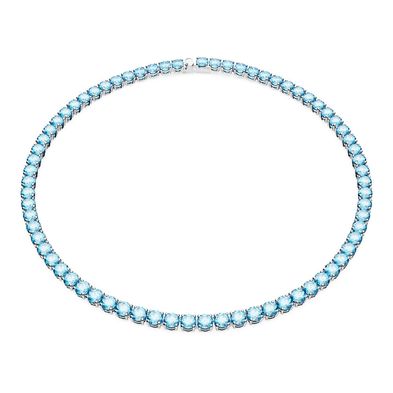 Collar Swarovski Matrix Tennis Redondo, Medio Azul con Baño de Rodio