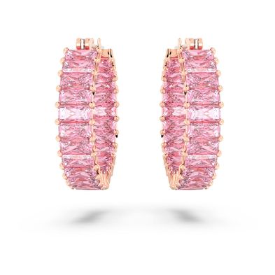 Pendientes Swarovski Matrix Talla Baguette Rosas Con Baño Tono Oro Rosa