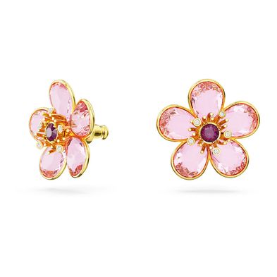 Pendientes Swarovski Florere Flor Rosas Con Baño Tono Oro