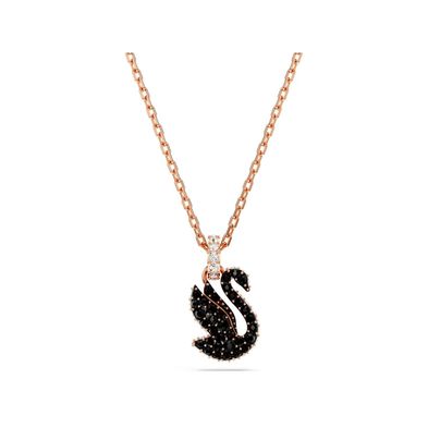 Colgante Swarovski Iconic Swan Cisne Pequeño Negro Baño tono oro Rosa