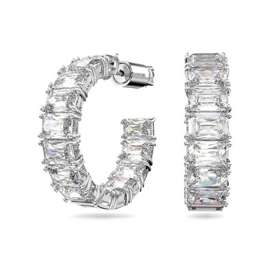 Pendientes de aro Swarovski Millenia Zirconia octogonal Blanco con Baño de rodio