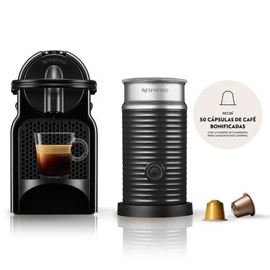 Cafetera Nespresso Inissia Negra + Aeroccino
