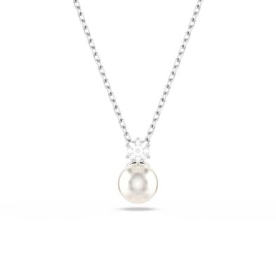 Colgante Swarovski Matrix, Perla de Cristal, Talla Redonda, Blanco, Recubrimiento en Rodio