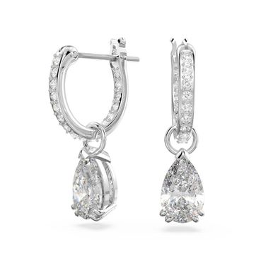 Pendientes de Aro Swarovski Stilla, Talla Pera, Blancos, Recubrimiento en Rodio