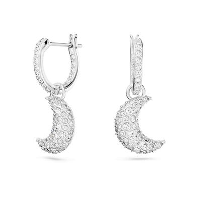 Pendientes Swarovski Sublima, Luna, Blancos, Recubrimiento en Rodio