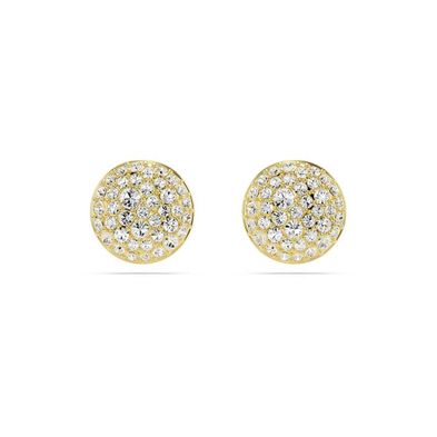 Pendientes de Botón Swarovski Sublima, Blancos, Recubrimiento Tono Oro