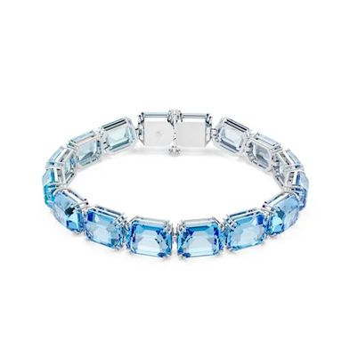 Pulsera Swarovski Millenia, Talla Octogonal, Degradado de Color, Azul, Recubrimiento en Baño de Rodio