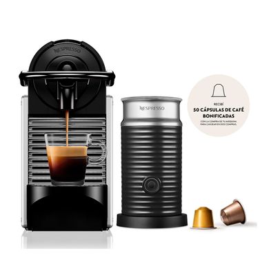 Cafetera Nespresso Pixie Silver + Aeroccino