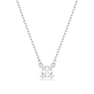 Colgante Swarovski Stilla, Talla cuadrada, Blanco, Recubrimiento en Baño de rodio