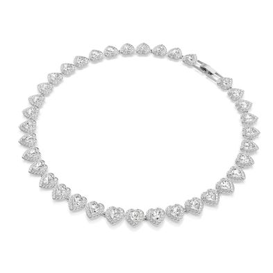Collar Tennis Ariana Grande X Swarovski, Tallas Mixtas, Corazón, Blanco, Baño De Rodio