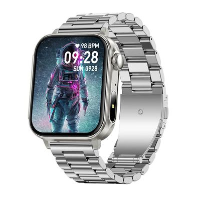 Smartwatch Colmi P80 modelo de correa metálica plateada