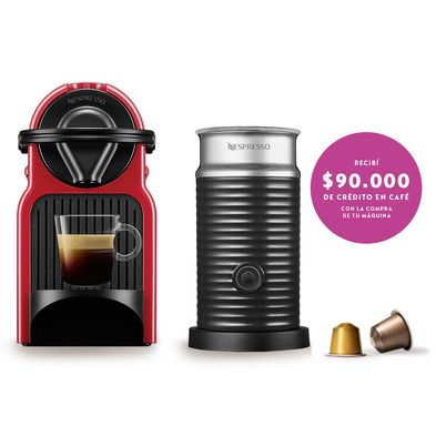 Cafetera Nespresso Inissia Roja + Aeroccino