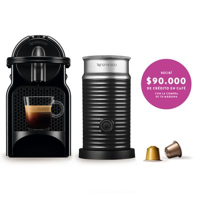 Cafetera Nespresso Inissia Negra + Aeroccino