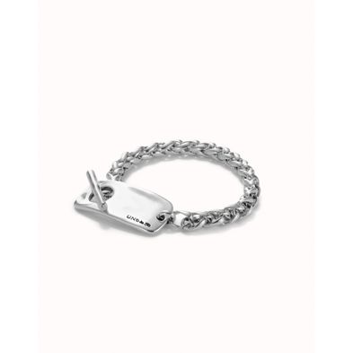 Pulsera de cadena bañada en plata de ley con pieza ajustable central