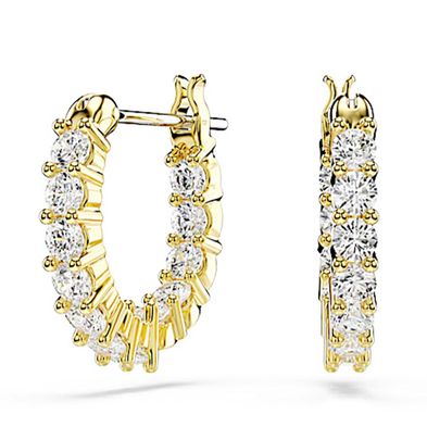 Pendientes de aro Matrix Vittore, Talla redonda, Blancos, Baño tono oro