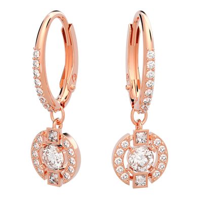 Aros de botón Swarovski Sparkling Dance Round Blancos Baño tono oro rosa