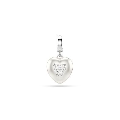 Charm Idyllia, Tallas mixtas, Revestimiento en color perla, Corazón, Blanco, Baño de rodio