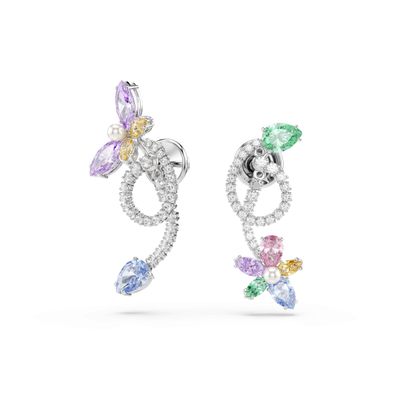 Pendientes de gota con adorno para pendientes Ariana Grande x Swarovski, Tallas mixtas, Libélula, flor, Multicolor, Baño de rodio