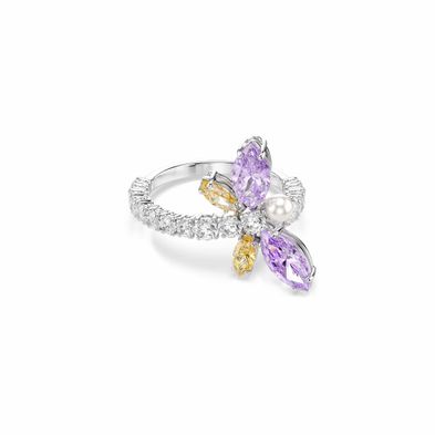 Anillo con motivo Ariana Grande x Swarovski, Tallas mixtas, Libélula, Multicolor, Baño de rodio