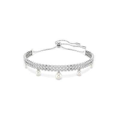 Pulsera Ariana Grande x Swarovski, Perla de cristal, Talla redonda, Blanca, Baño de rodio