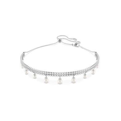 Gargantilla Ariana Grande x Swarovski, Perla de cristal, Talla redonda, Blanca, Baño de rodio