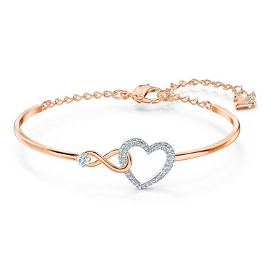Brazalete Swarovski Infinity Heart Blanco -  Combinación de Acabados Metálicos