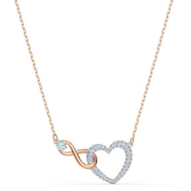Collar Swarovski Infinity Heart Blanco -  Combinación de Acabados Metálicos