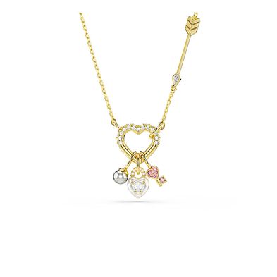 Colgante Idyllia, Tallas mixtas, Corazón, llave, Rosa, Baño tono oro