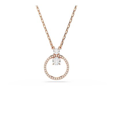 Colgante Constella, Pavé, Talla redonda, Blanco, Recubrimiento Baño Tono oro rosa