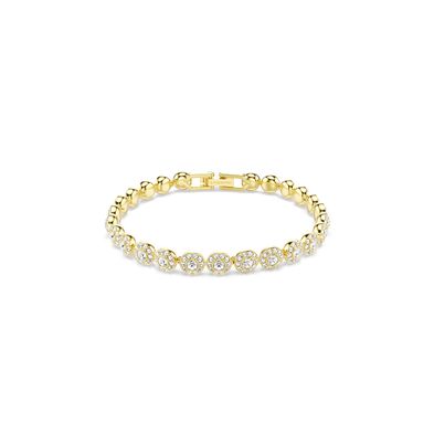 Pulsera Una Angelic, Talla redonda, Blanca, Baño tono oro