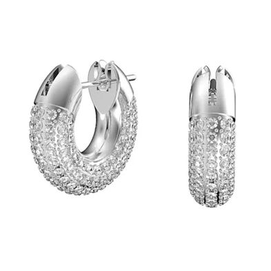 Aros de aro Dextera - Pavé - Blanco - Baño de rodio
