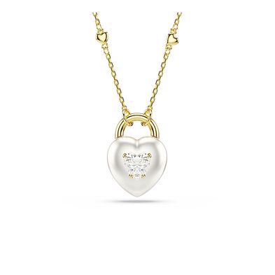 Colgante Idyllia, Tallas mixtas, Corazón, Blanco, Baño tono oro