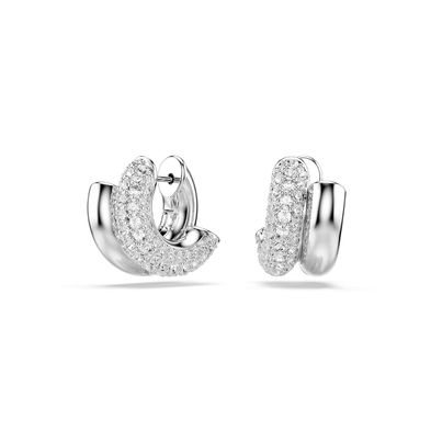 Pendientes de aro Dextera, Talla redonda, Mini, Blancos, Baño de rodio