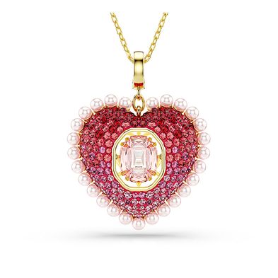 Colgante Idyllia, Tallas mixtas, Corazón, Rosa, Baño tono oro