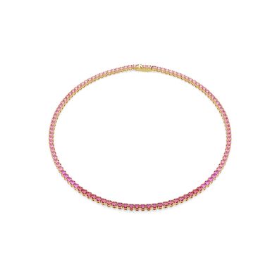 Collar Tennis Matrix, Talla redonda, Rosa, Baño tono oro