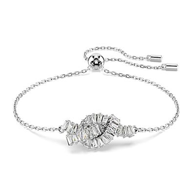 Pulsera Matrix, Talla baguette, Nudo, Blanca, Baño de rodio